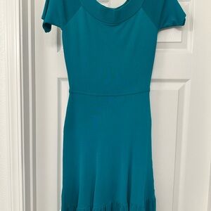 BCBG Max Azria Teal Fit and Flare Dress